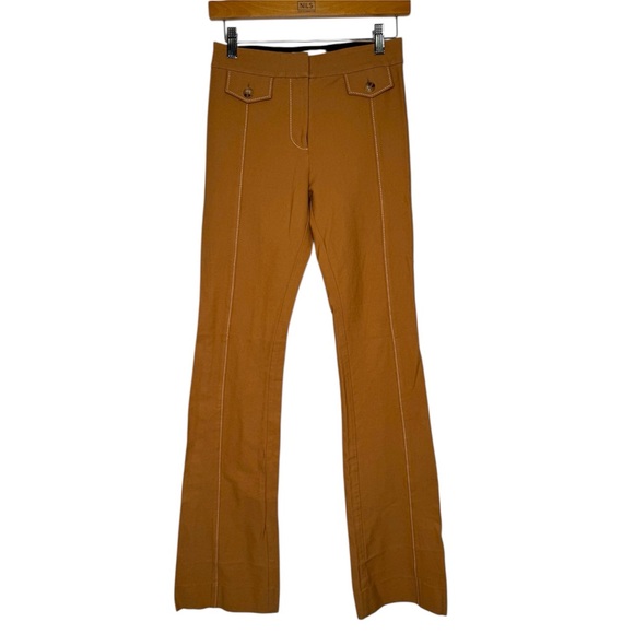Derek Lam 10 Crosby Flare Trousers in a tan/brown women's sz 0 career office - Picture 6 of 16